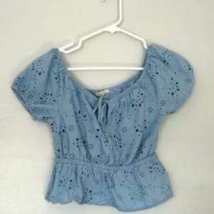 Love Tree Baby Blue Eyelet Blouse